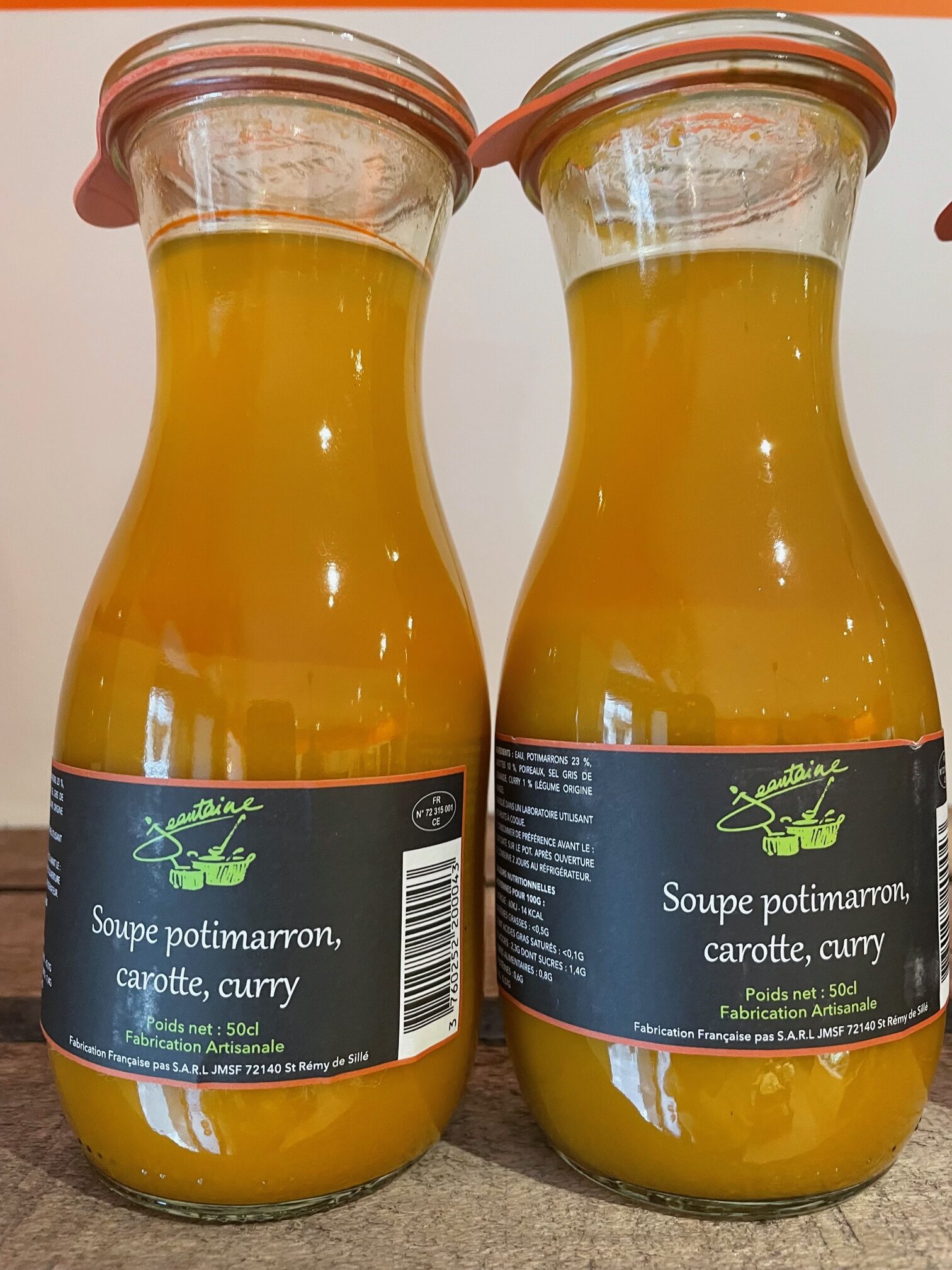 Soupe de potimarron, carotte et curry, Atelier Jeantaine